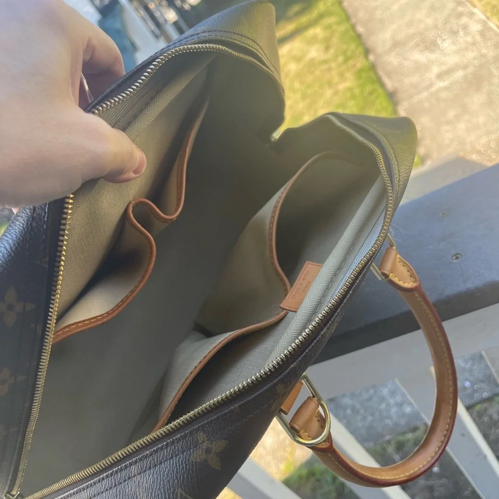 Louis Vuitton Brown Monogram Top-Handle Satchel with Tan Trim - Picture 3 of 7